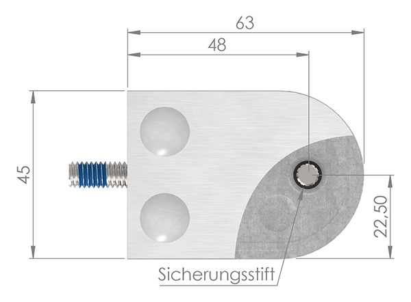 Glasklemme 63x45x28 mm AbZ fuer Anschluss Ø 48-3 mm V2A-10-2248ABZ.4