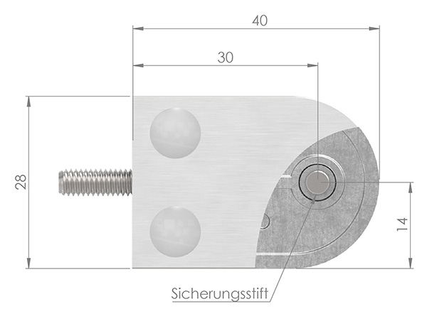 Glasklemme 40x28x17-4 mm Ø 42-4 mm- fuer 8-76 mm VSG Glas-10-MODELL16-4.8