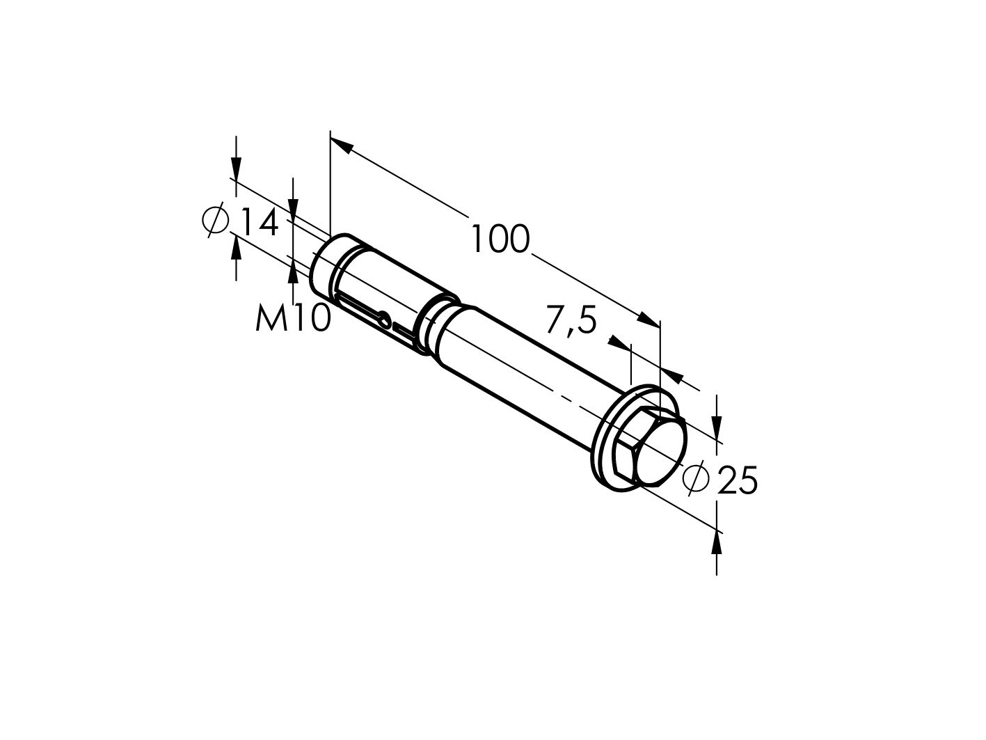 Anker Stahl M10 L=100 mm Bohrung Ø 14 mm verzinkt Sechskantkopf-89-11Q508M10106SS-A.4