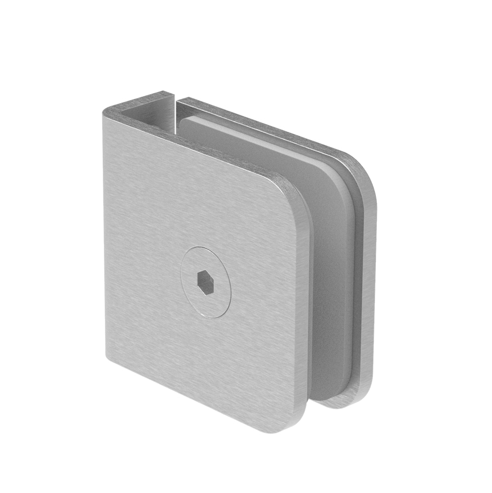 Glasklemme Edelstahl V2A 45 x 45 mm fuer Glas 8-10 mm mit Glasbohrung-89-11GS304ZP901S-A.4