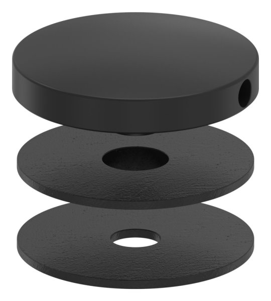 Oberteil fuer 52mm Glaspunkthalter- V2A- pulverbeschichtet in RAL 9005 schwarz matt-88-1160195-240-OT.9005