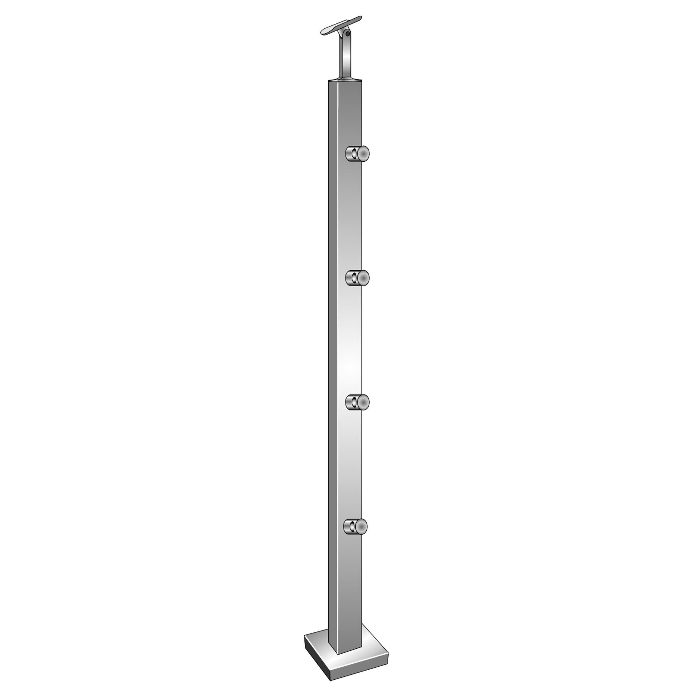 Gelaenderpfosten V2A 900 mm 40x40 mm Oberverankerung 4 Fuellstabhalter d12-14-0083ER-A.4