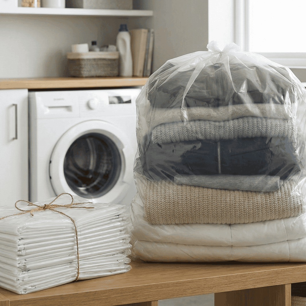 20 Stueck - XXL Muellsaecke 250 Liter Transparent 60my - Extra Reissfest 150cm lang - Profi Entsorgungssack-1SFB700-550X150060_20