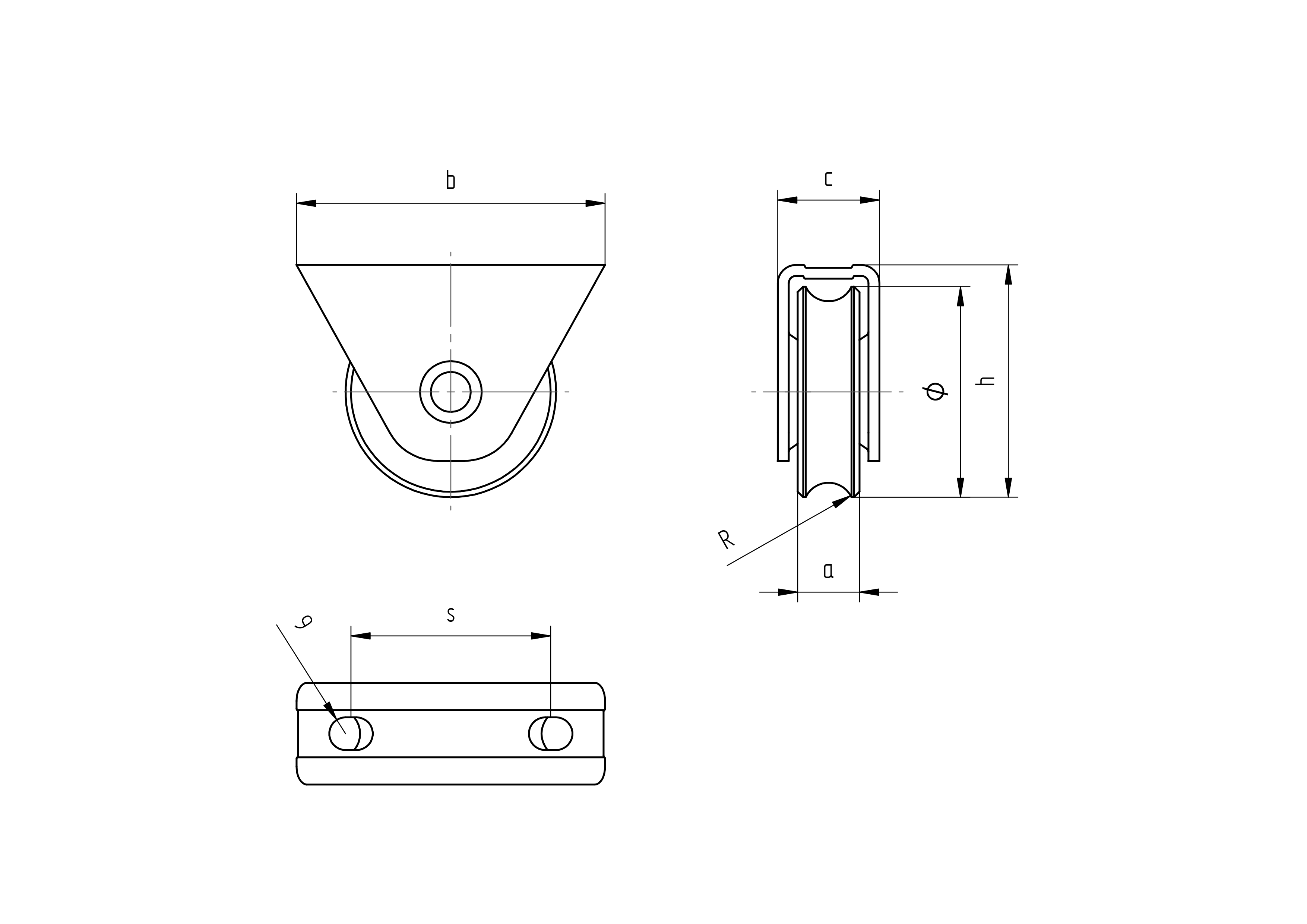 Schiebetorrolle Stahl verzinkt Ø 78 mm mit U-Rille und Aussenstuetzplatte 300 kg-89-11H31U80C-A.4