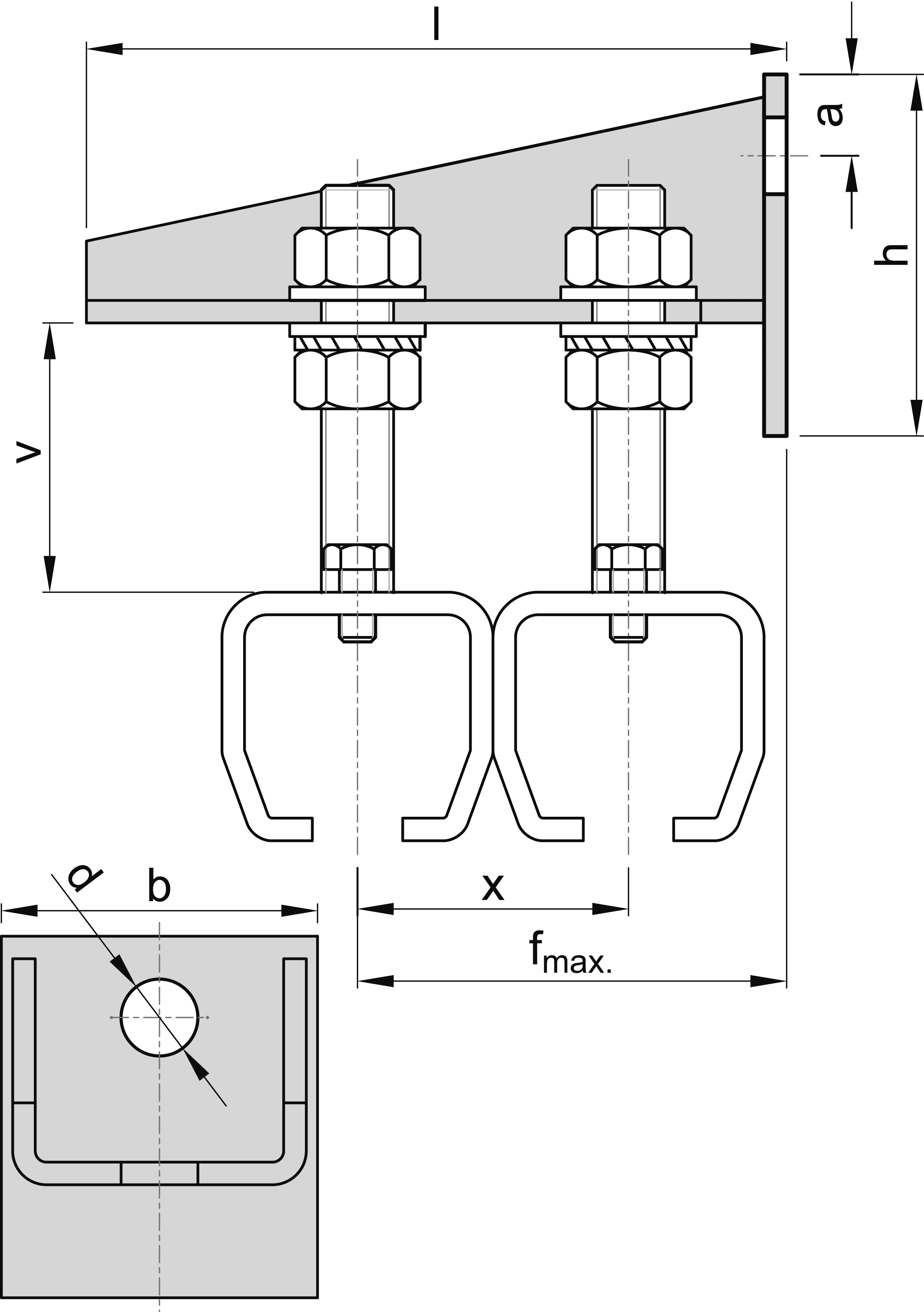 Doppelkonsole Groesse 0 fuer zwei Schienenstraenge MEA 10335325-60-0033.7