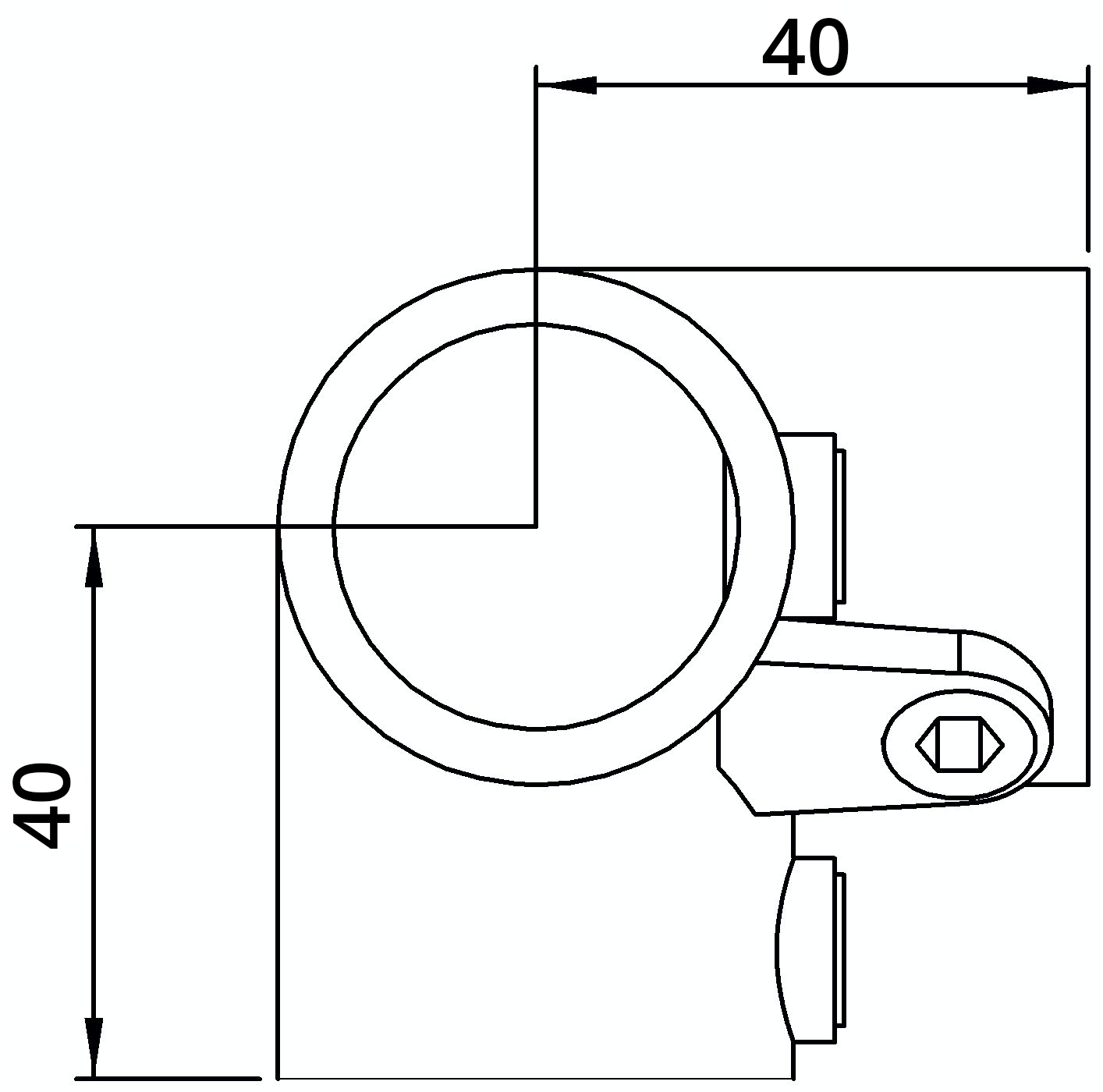 Rohrverbinder - Dreiweg-Eckstueck 90° - 128A27 - 26-9 mm - 3-4- - Feuerverzinkt u. Elektrogalvanisiert-128A27
