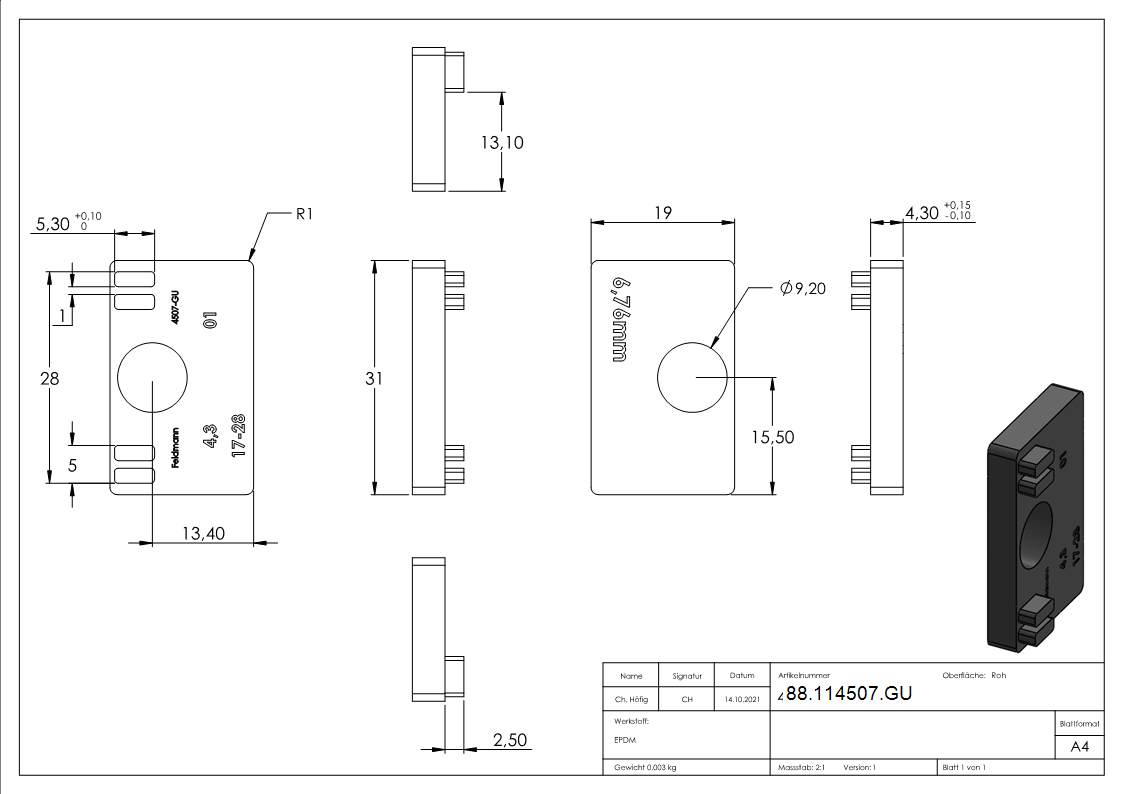 1 Paar Gummi fuer Mod- 45- VSG-Glas 6-76mm-88-114507.GU