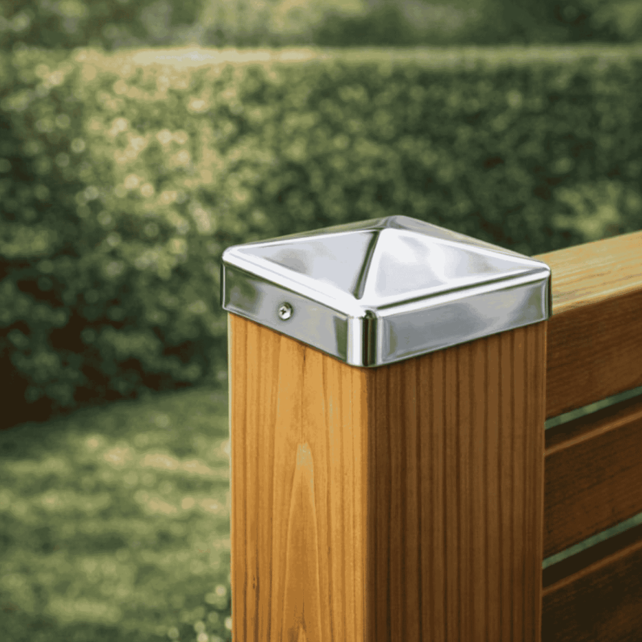 Pfostenkappe 100x100 mm Edelstahl V2A glaenzend poliert – 10er Set inkl. Schrauben-60220-100-012