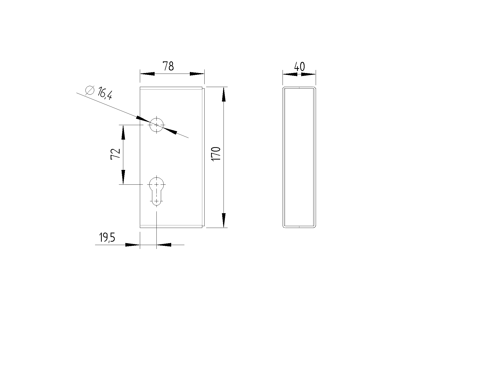 Einbauschlosskasten Stahl verzinkt 78 x 40 x 171 mm fuer Schiebetore-89-11H35K-A.4