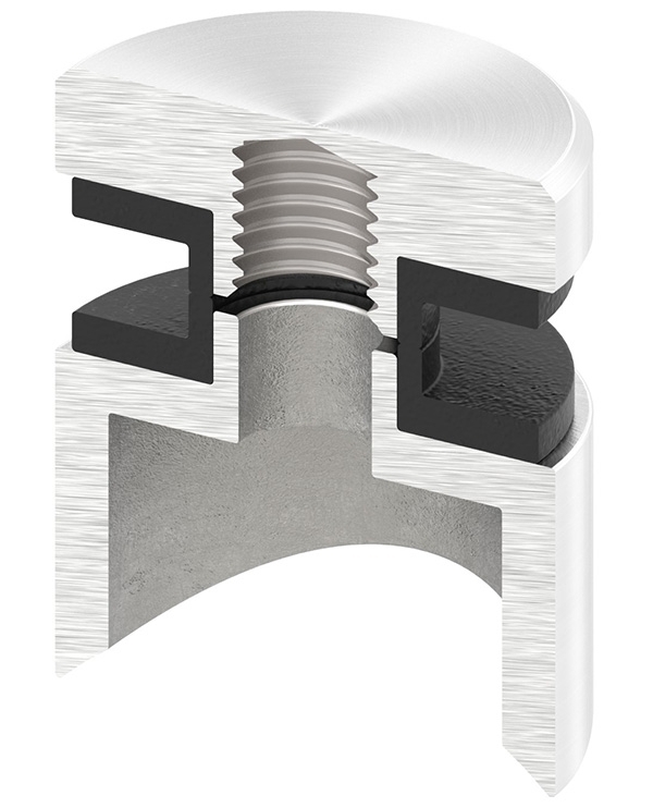 Glaspunkthalter Ø 30 mm- V2A- Anschluss- Rohr Ø 42-4 mm-10-5042.4