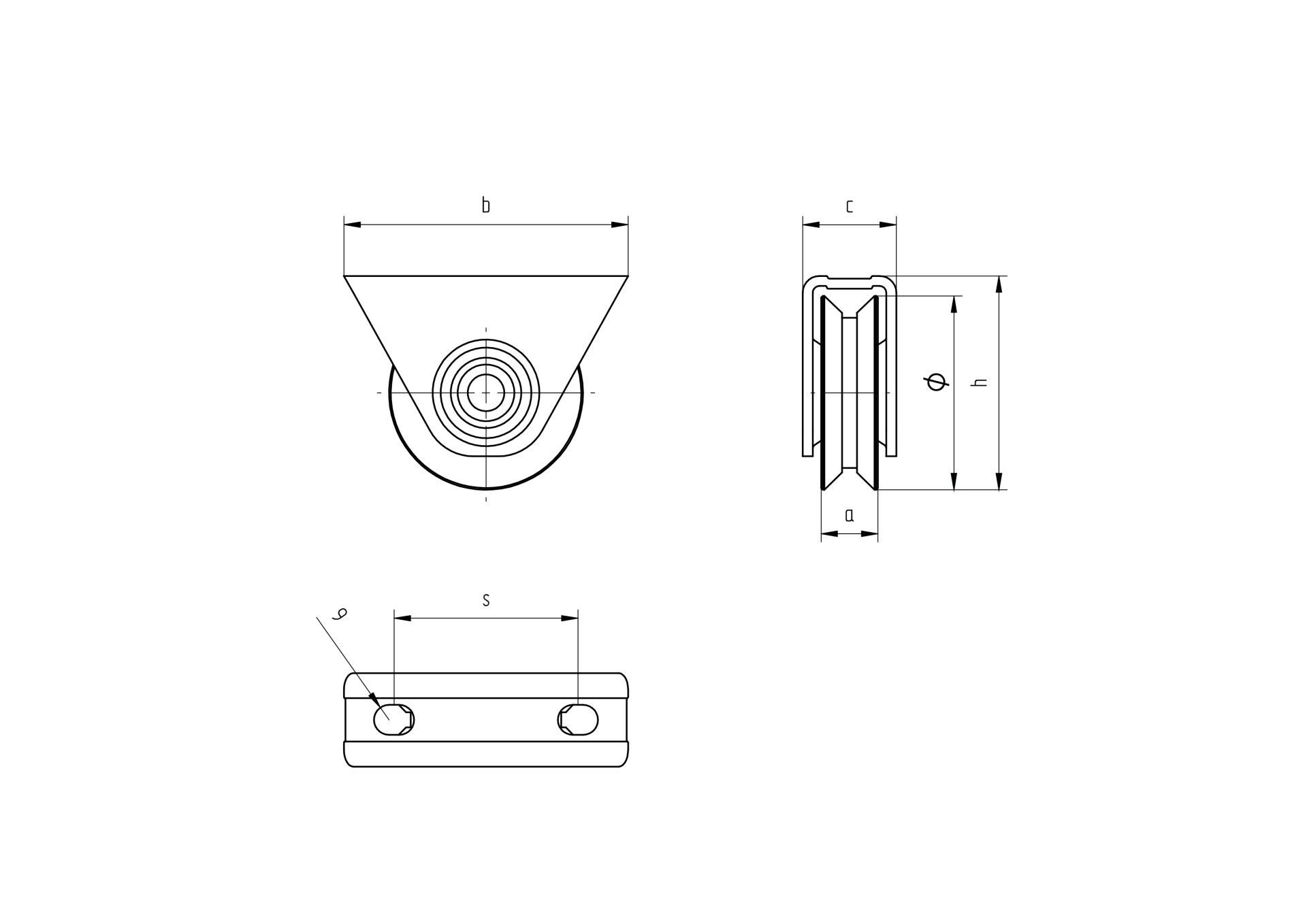 Schiebetorlaufrolle V-Nut Edelstahl V2A Ø 78 mm mit Halterung fuer 300 kg Tore-89-11H831V80-A.4