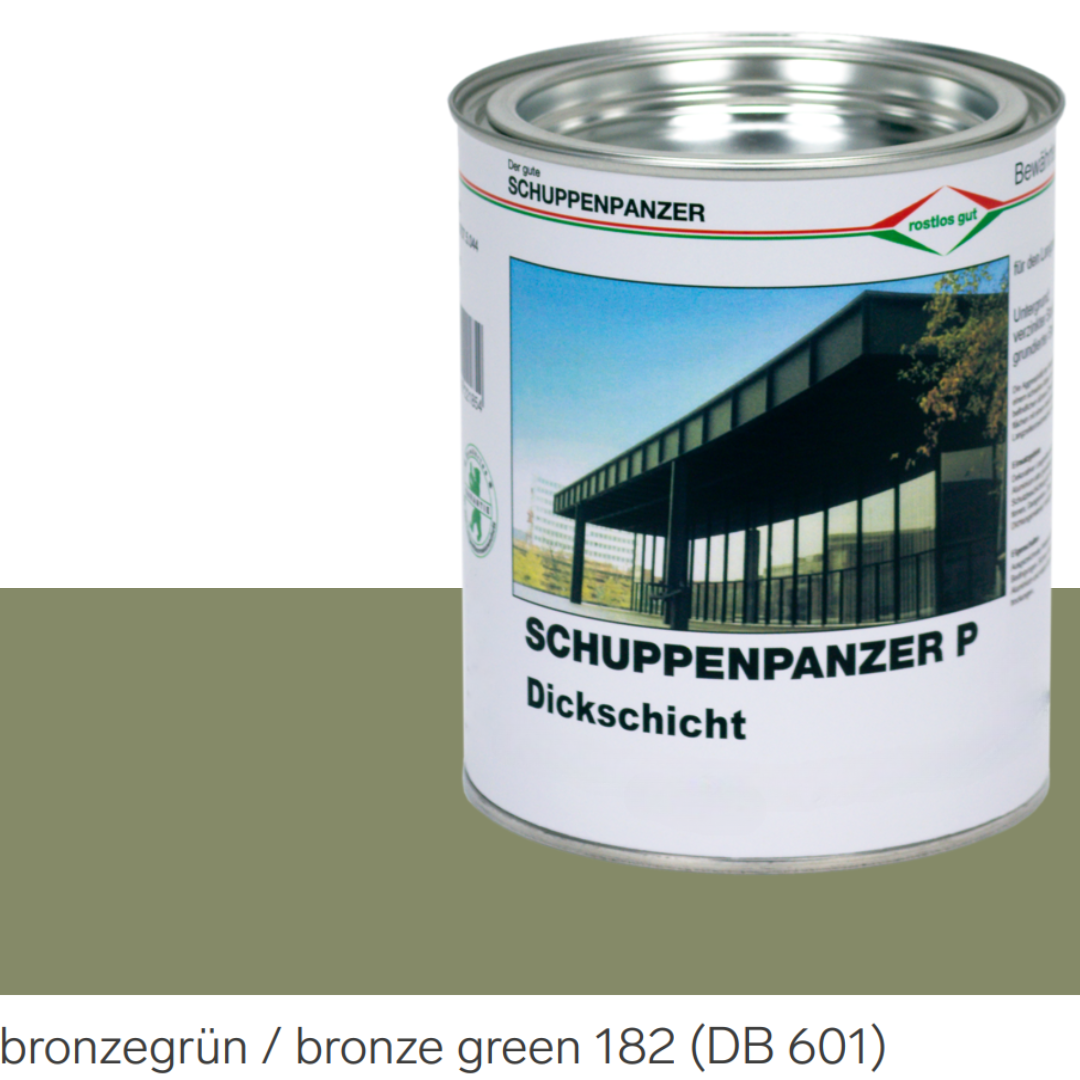 SCHUPPENPANZER-P Dickschicht 0620 bronzegruen 182 DB 601 750 ml fuer Zaeune und STAHL-67-1048.8