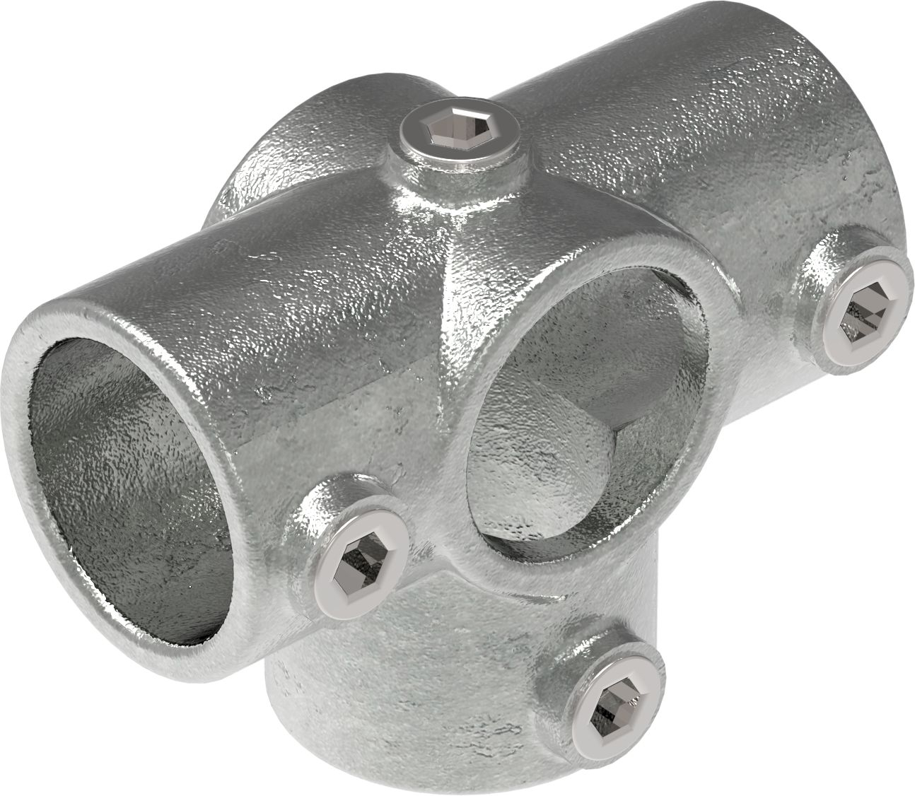 Rohrverbinder - T-Stueck fuer Stuetzrohr - 176E60 - 60-3 mm - 2- - Feuerverzinkt u. Elektrogalvanisiert-176E60