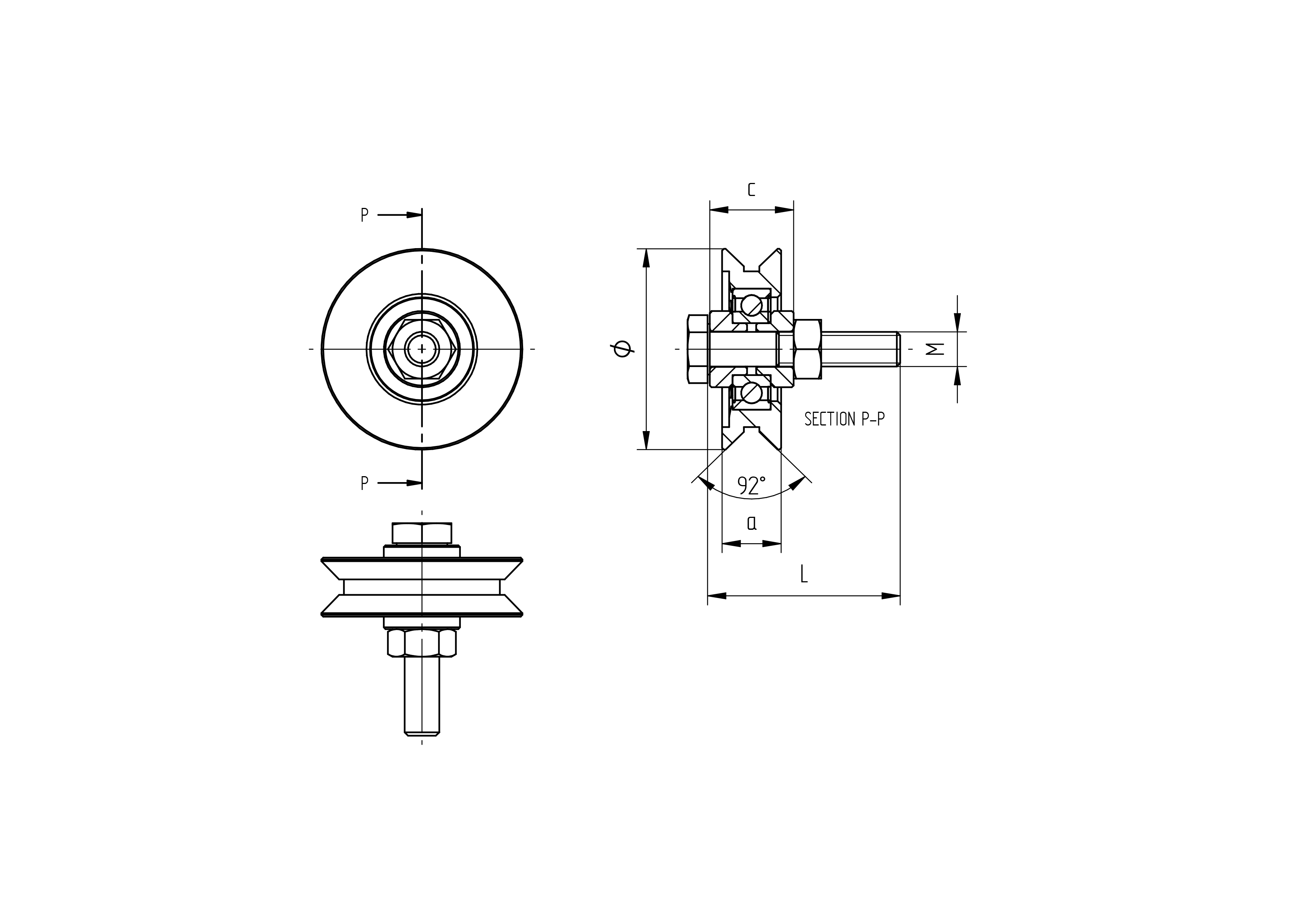 Laufrolle mit V-Nut Edelstahl V2A Ø 78 mm fuer Schiebetore bis 300 kg-89-11H806V80-A.4