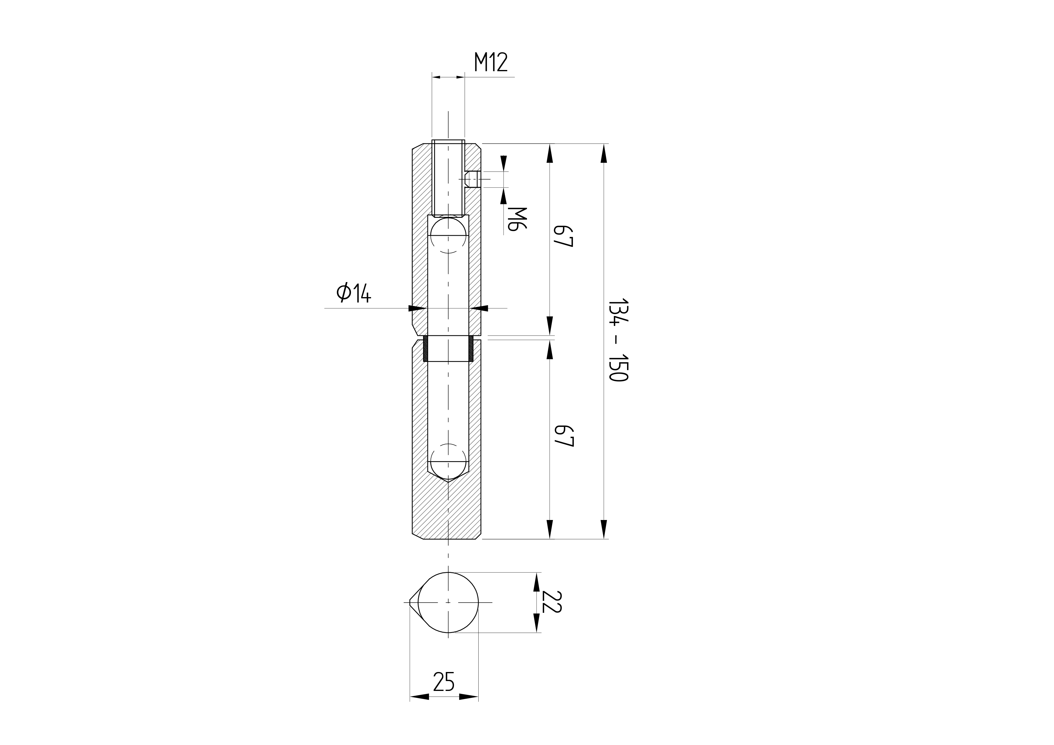 Anschweissband Stahl roh Ø 22 mm L=134-150 mm 2-teilig bis 100 kg-89-11D411150RD-A.4