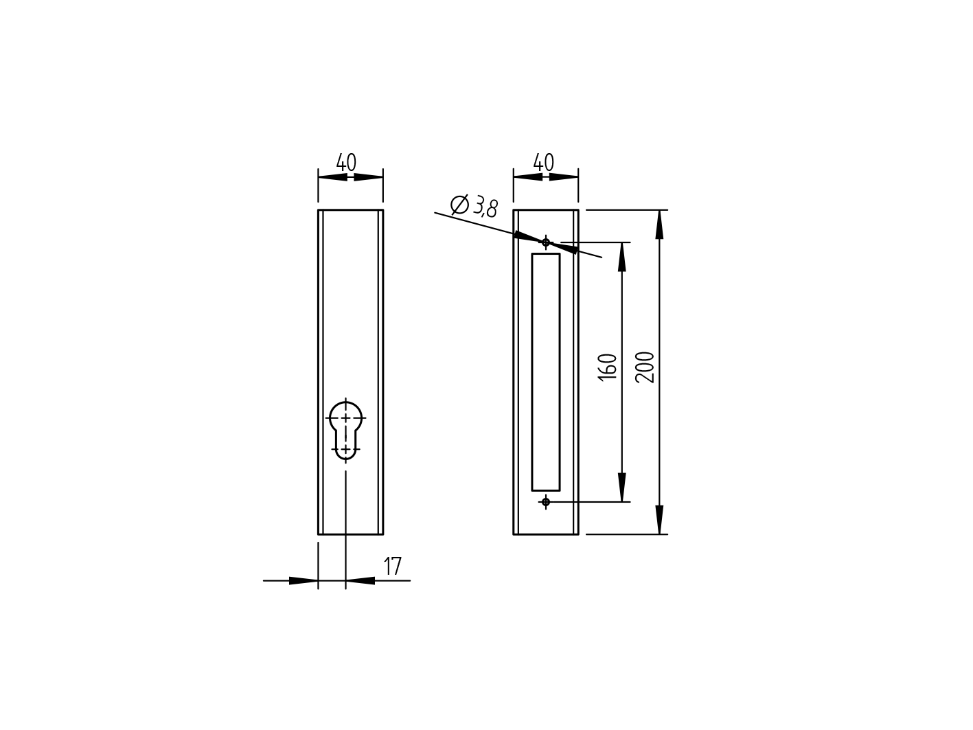 Schlosskasten Edelstahl AISI 304 40x40 mm fuer Schloss H-36-20A geschliffen-89-11H83620K-A.4