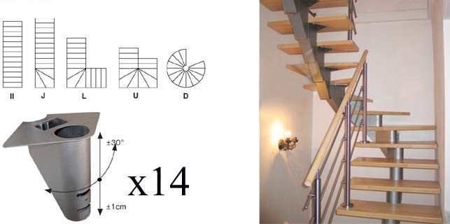 Treppenbausatz Segmenttreppe Stahl roh fuer Hoehe 2420-2680 mm ohne Stufen-89-11NS270V268242-A.4