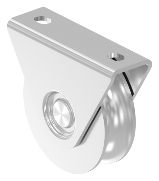 Schiebetorrolle Edelstahl V4A Ø 80 mm Rundrille Ø 20 mm mit 2 Kugellager-88-11342-80.V4A