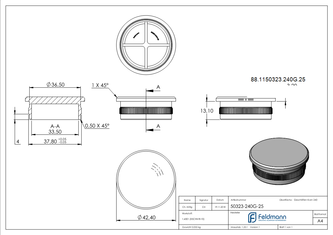 Rohrstopfen- fuer Rohr 42-4 x 2-5mm- V2A-88-1150323-240G.25
