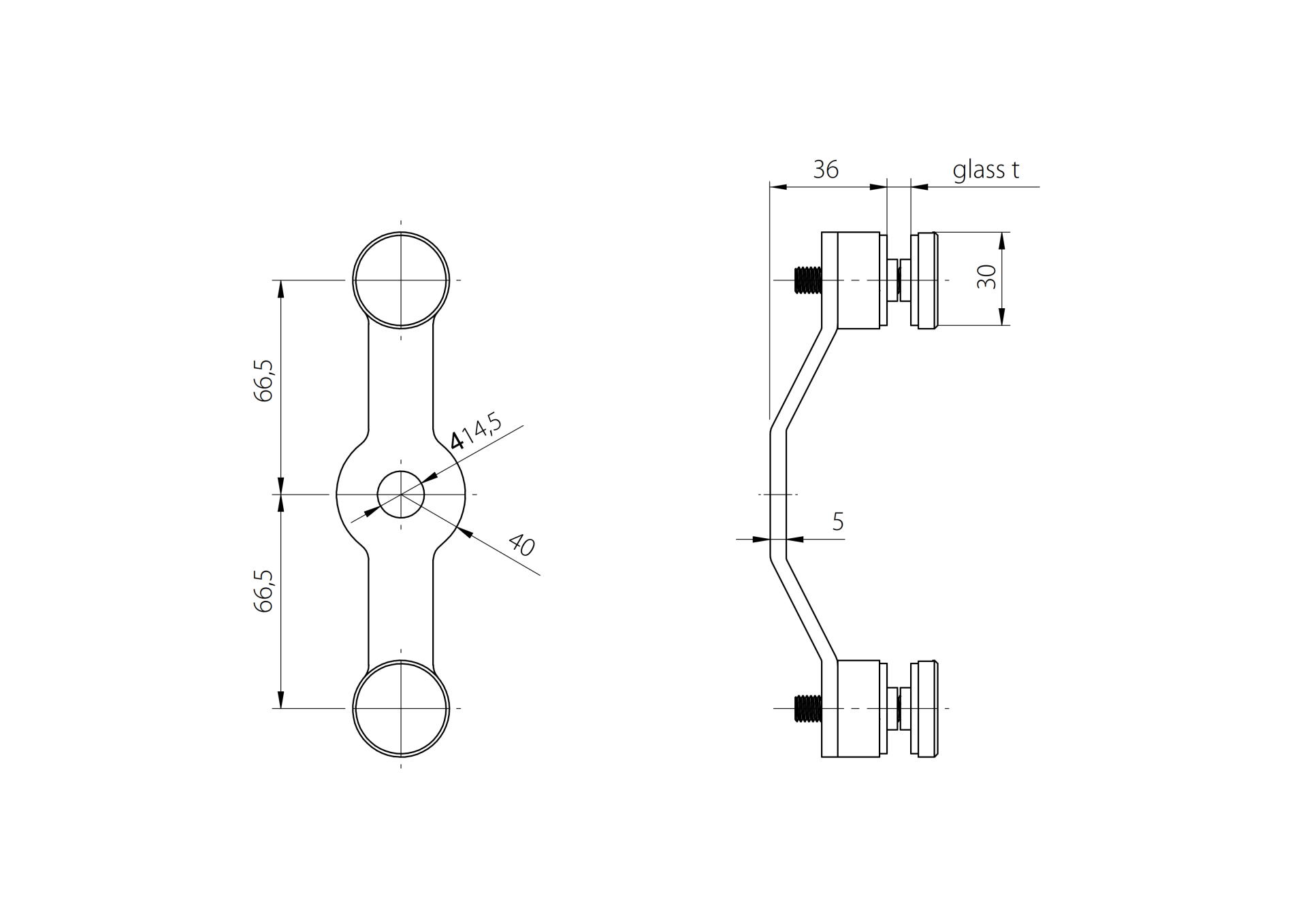 Glashalter Spider 2-Armig Edelstahl V2A fuer Glas 6-12-76 mm 180 roh-89-11GSZP102R18095-A.4