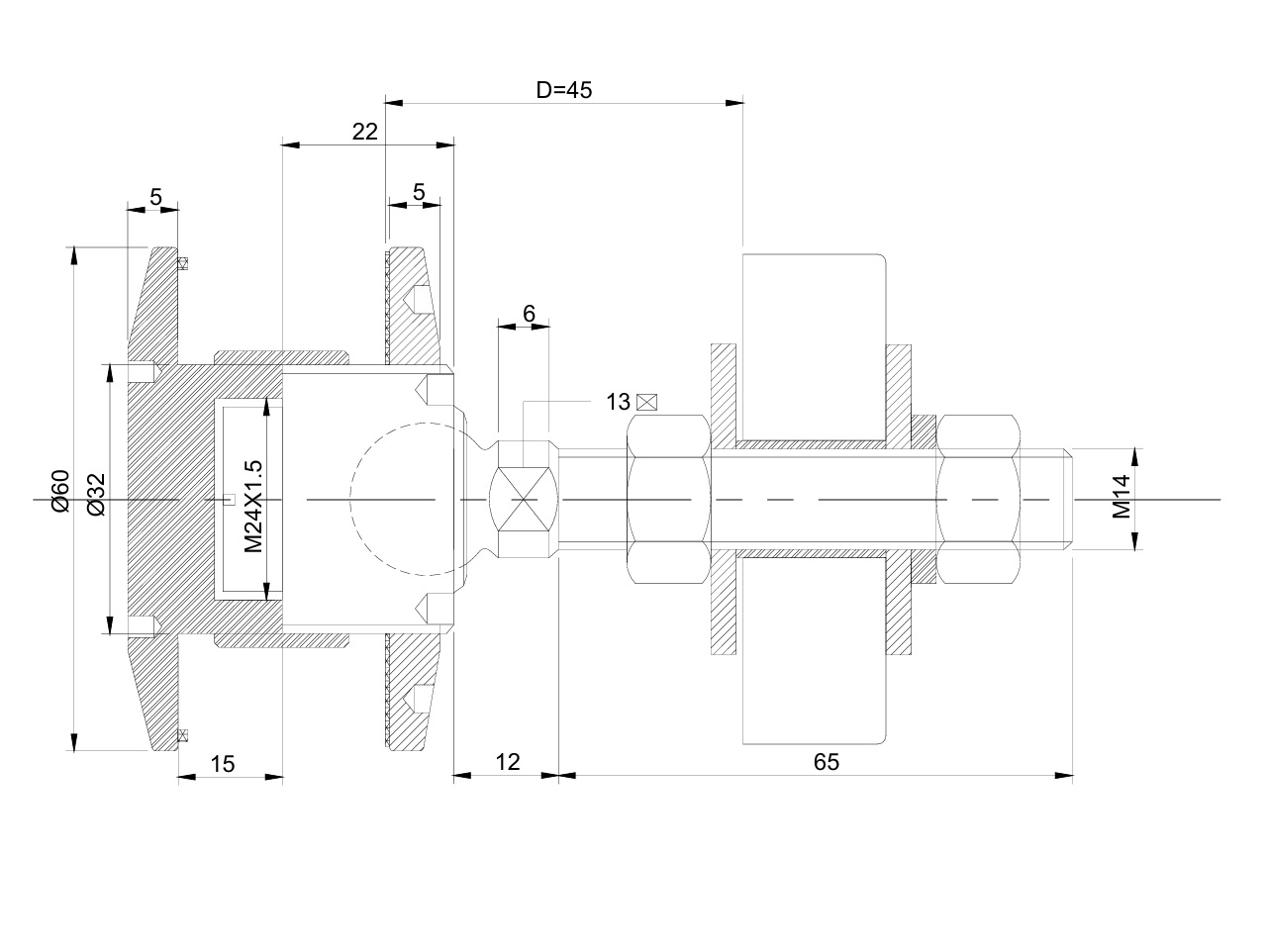 Glashalter Spider Kugelgelenk Edelstahl V2A fuer Durchsteckmontage-89-11GS304ZAR55C-A.4