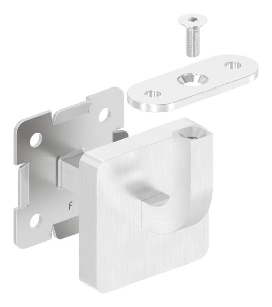 Handlaufhalter mit Cliprosette und Halteplatte fuer Vierkantrohr V2A-11-2082-A.4